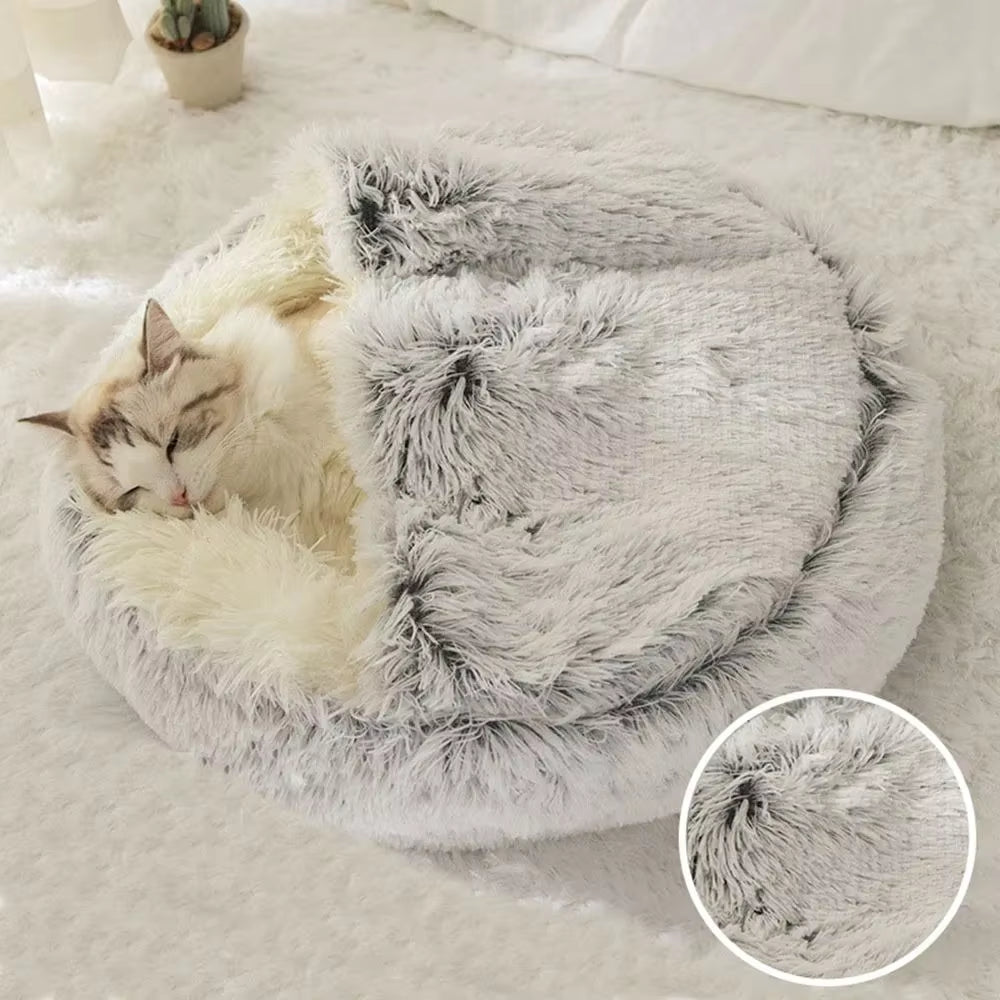 Cozy Plush Pet Bed for Cats and Small Dogs - Perfect for Snuggling and Sleeping