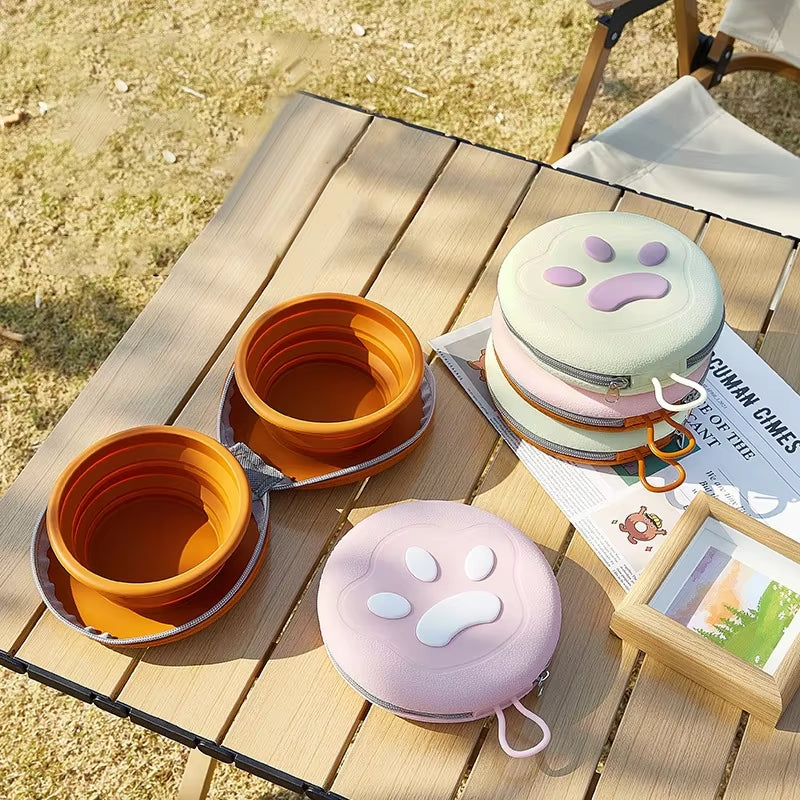 Dual-Function Foldable Silicone Dog Bowl for Travel and Outdoor Adventures