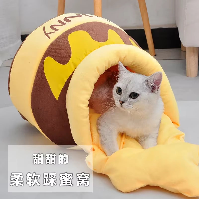 The Purr-fectly Cozy Thickened Honey Jar Cat Bed for Your Feline Royalty