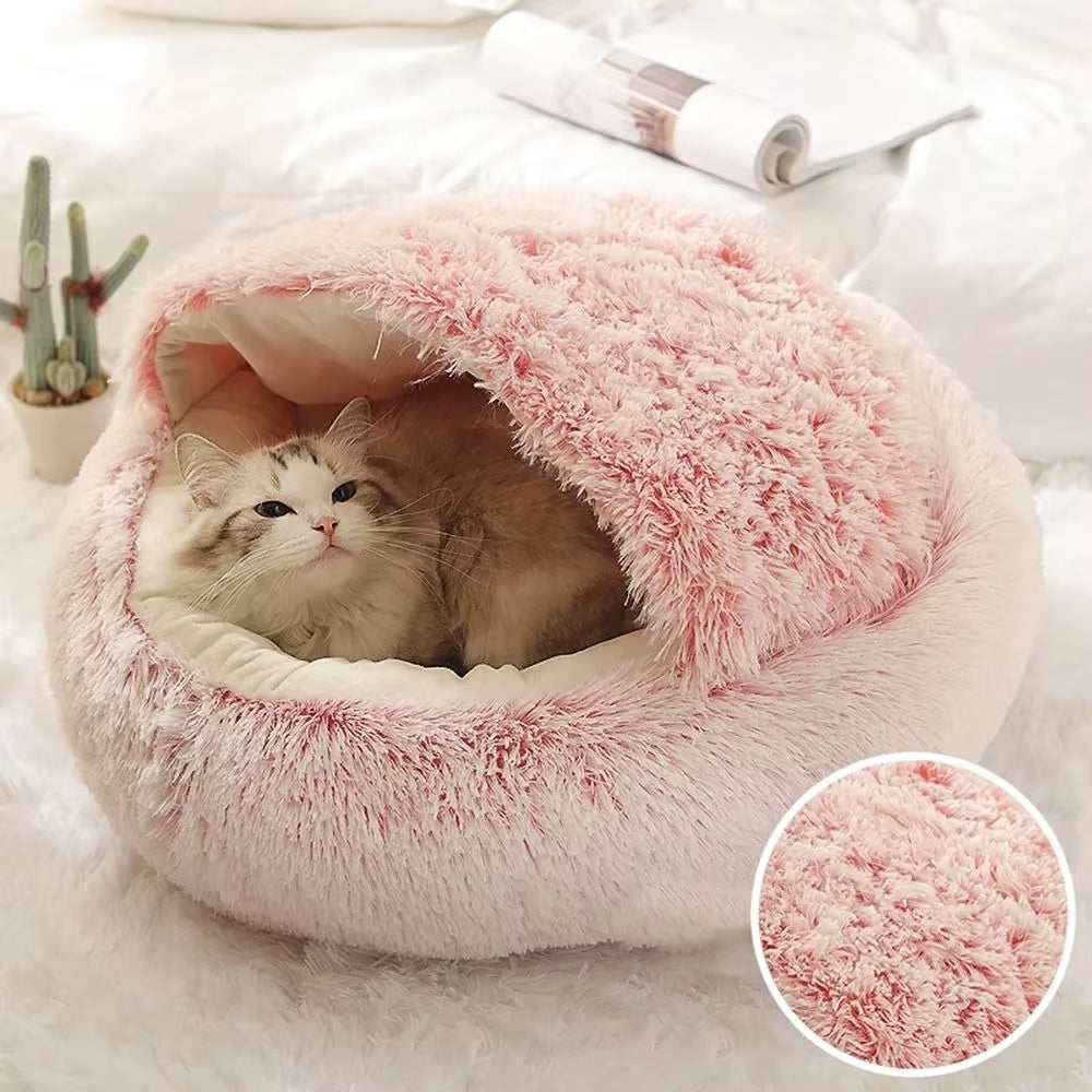 Cozy Plush Pet Bed for Cats and Small Dogs - Perfect for Snuggling and Sleeping