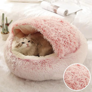 Cozy Plush Pet Bed for Cats and Small Dogs - Perfect for Snuggling and Sleeping