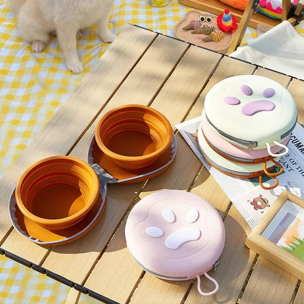 Dual-Function Foldable Silicone Dog Bowl for Travel and Outdoor Adventures