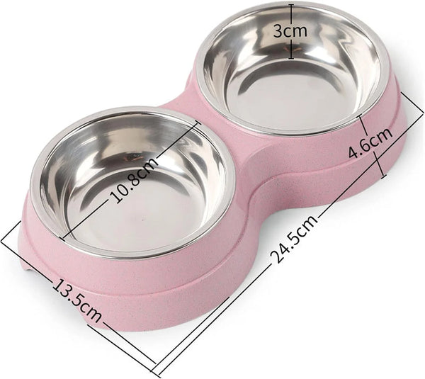 Premium Stainless Steel Double Pet Bowls for Small Dogs - Convenient and Durable Feeding Solution