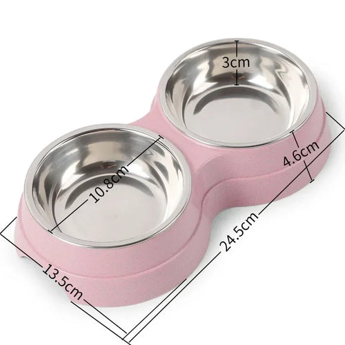 Premium Stainless Steel Double Pet Bowls for Small Dogs - Convenient and Durable Feeding Solution