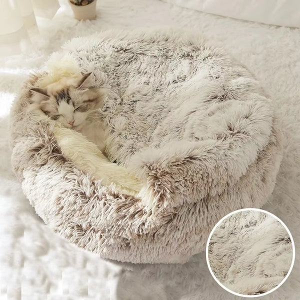 Cozy Plush Pet Bed for Cats and Small Dogs - Perfect for Snuggling and Sleeping