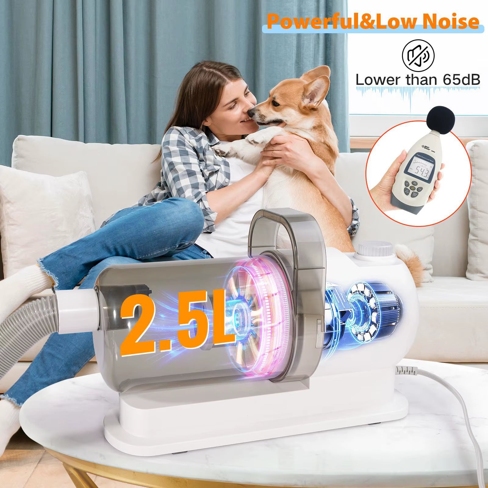 Ultimate Dog Grooming Vacuum Kit with Low Noise Technology and Powerful Suction