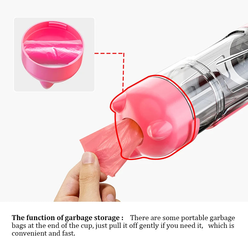3-in-1 Portable Pet Water Bottle and Food Feeder with Waste Disposal