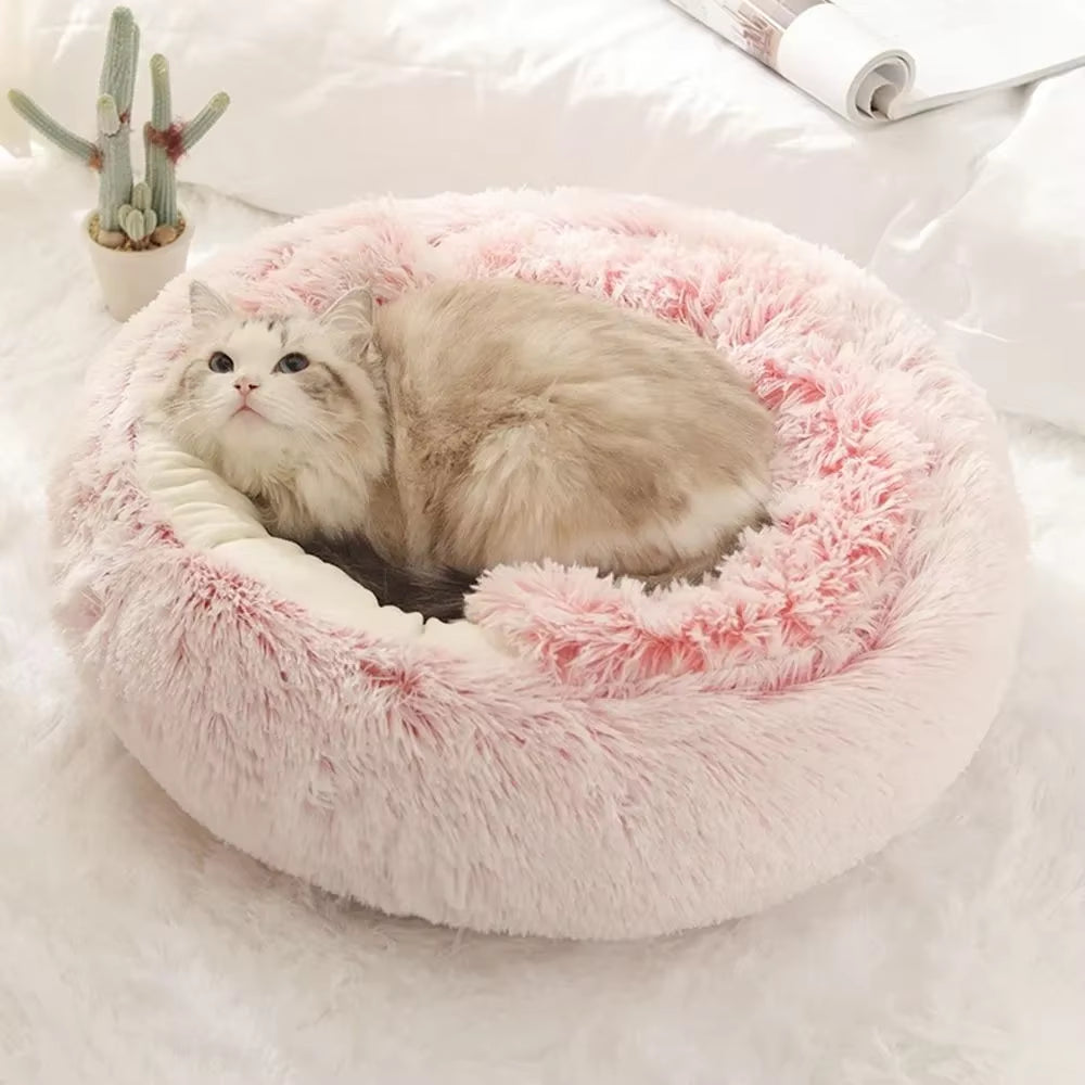 Cozy Plush Pet Bed for Cats and Small Dogs - Perfect for Snuggling and Sleeping
