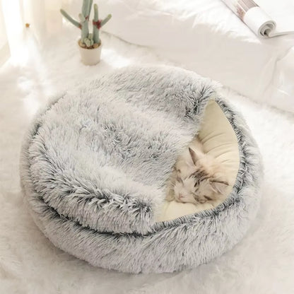 Cozy Plush Pet Bed for Cats and Small Dogs - Perfect for Snuggling and Sleeping