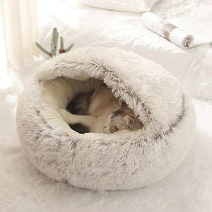 Cozy Plush Pet Bed for Cats and Small Dogs - Perfect for Snuggling and Sleeping