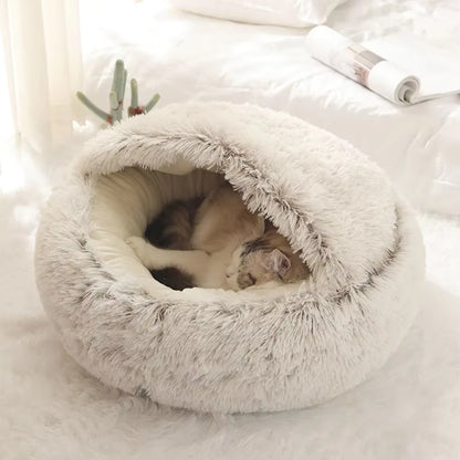 Cozy Plush Pet Bed for Cats and Small Dogs - Perfect for Snuggling and Sleeping