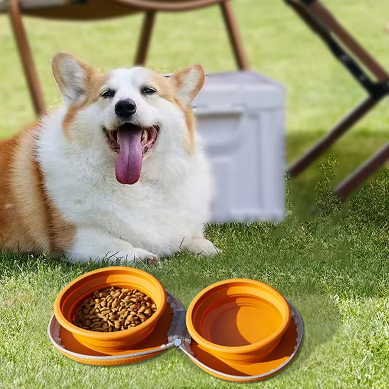 Dual-Function Foldable Silicone Dog Bowl for Travel and Outdoor Adventures