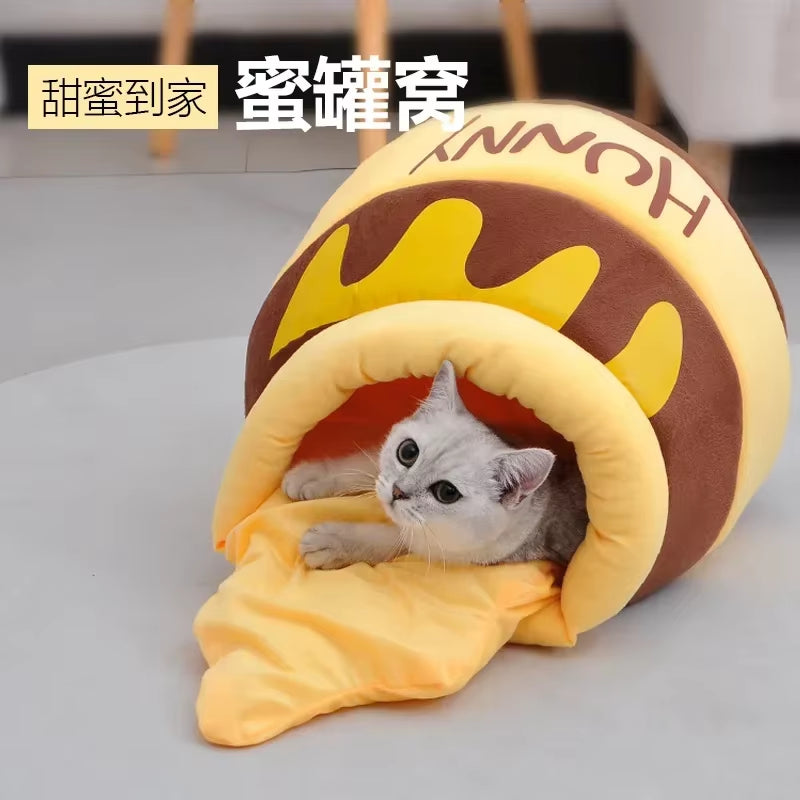 The Purr-fectly Cozy Thickened Honey Jar Cat Bed for Your Feline Royalty