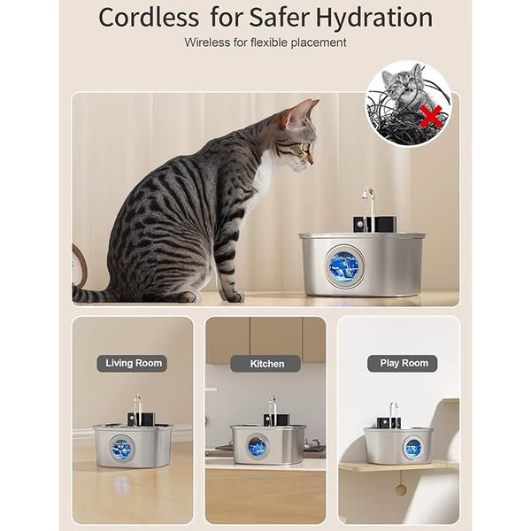 Automatic Pet Water Feeder with Wireless Charging - Ideal for Cats, Dogs, and Small Animals