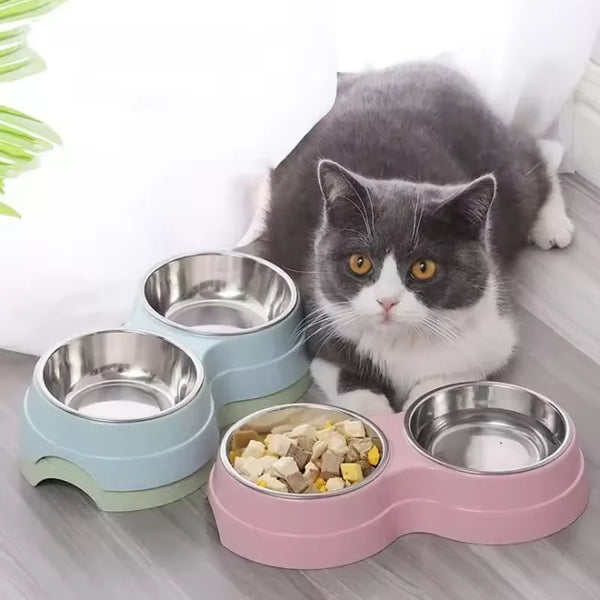 Premium Stainless Steel Double Pet Bowls for Small Dogs - Convenient and Durable Feeding Solution