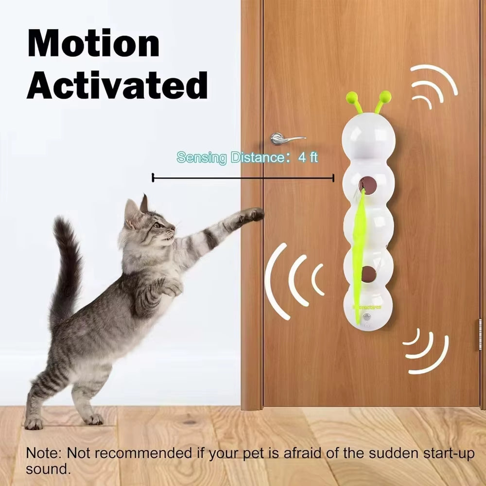Exciting Interactive Rechargeable Caterpillar Cat Toy - Motion-Activated Wack-a-Worm Teaser for Endless Feline Fun!