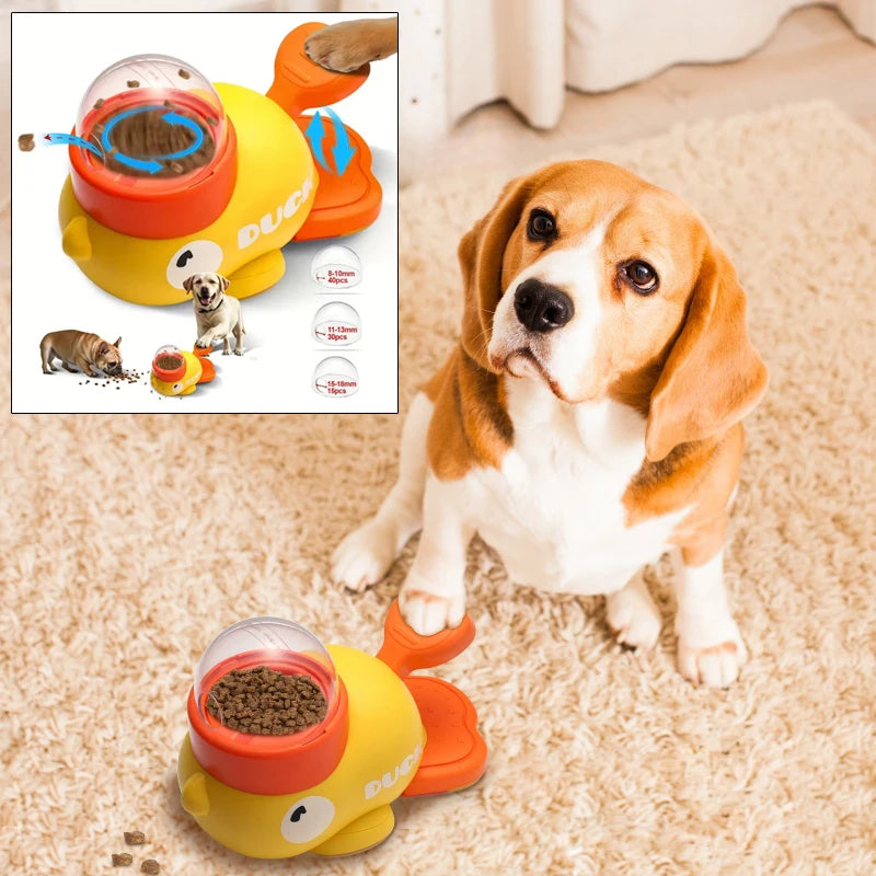 Delight Your Pets with the Cartoon Duck Puzzle Feeder - Interactive Snack Dispenser for Dogs & Cats