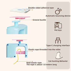 Electric Interactive Cat Teasing Stick Toy Elastic Rope Automatic Flying Bird Cat Toy Pet Stress Relief Toys for Cats