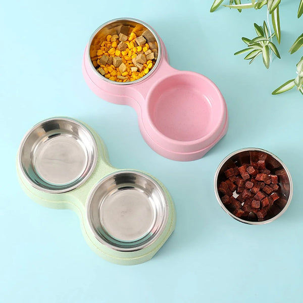 Premium Stainless Steel Double Pet Bowls for Small Dogs - Convenient and Durable Feeding Solution