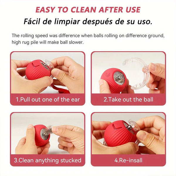 Rechargeable Auto Interactive Cat Ball with Faux Tail Wireless Smart Motion Sensor Cat Toy for Indoor Cats Pet Accessories