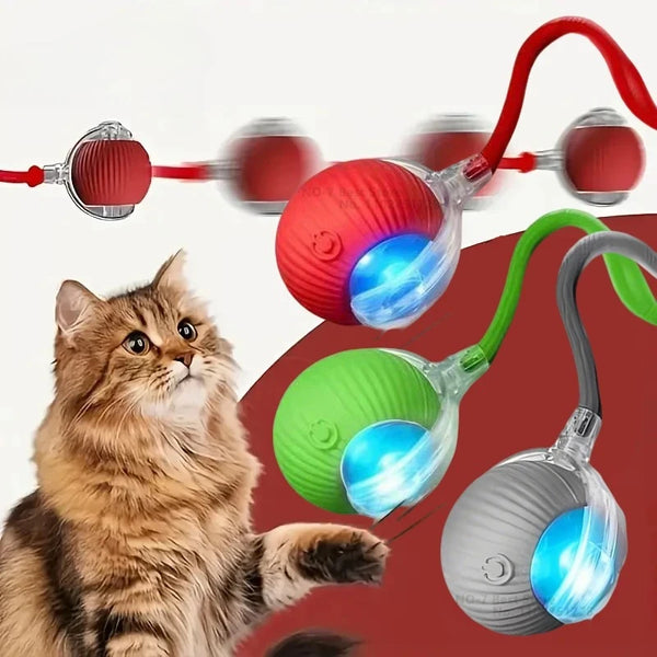 Rechargeable Auto Interactive Cat Ball with Faux Tail Wireless Smart Motion Sensor Cat Toy for Indoor Cats Pet Accessories