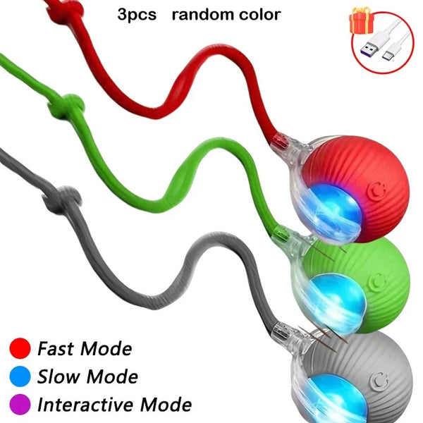 Rechargeable Auto Interactive Cat Ball with Faux Tail Wireless Smart Motion Sensor Cat Toy for Indoor Cats Pet Accessories