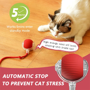 Rechargeable Auto Interactive Cat Ball with Faux Tail Wireless Smart Motion Sensor Cat Toy for Indoor Cats Pet Accessories