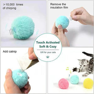 Interactive Plush Smart Cat Toy Ball with Sound and Catnip Training Features
