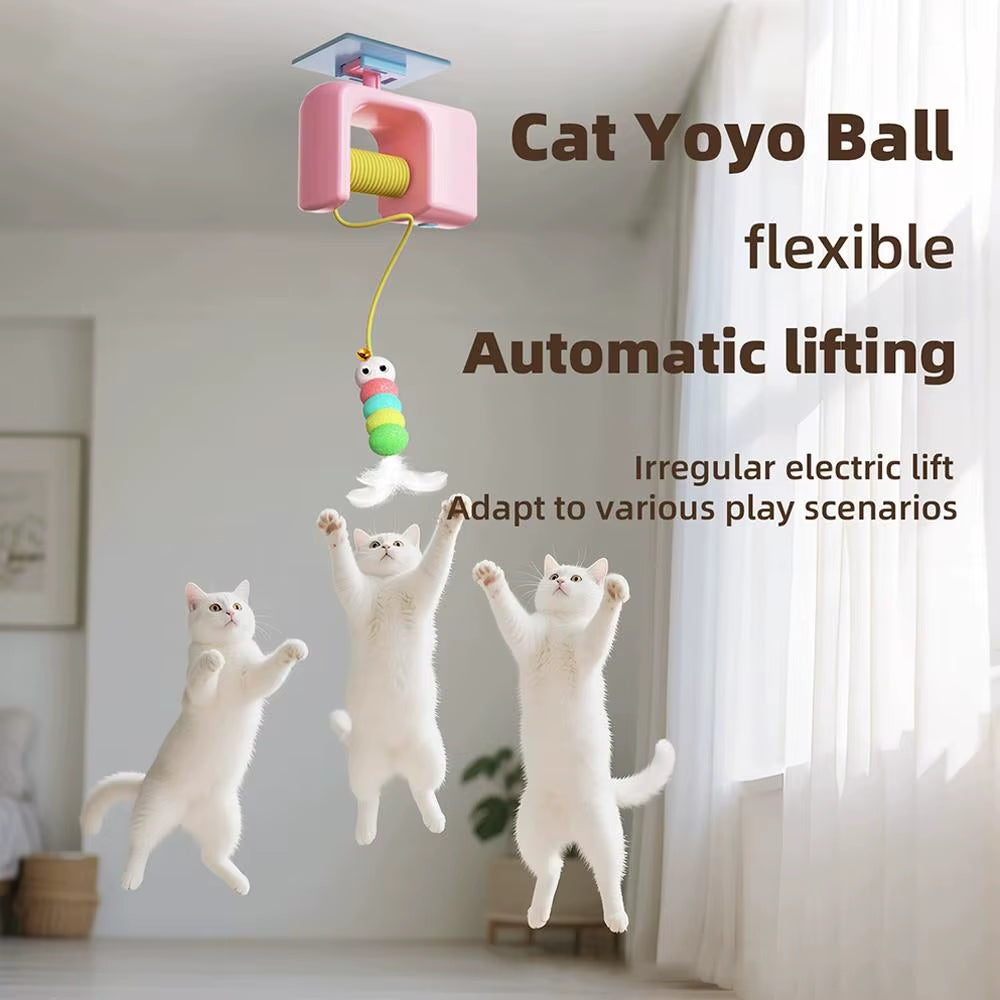Electric Interactive Cat Teasing Stick Toy Elastic Rope Automatic Flying Bird Cat Toy Pet Stress Relief Toys for Cats