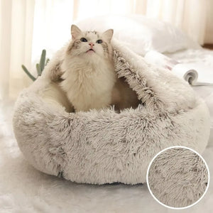 Cozy Plush Pet Bed for Cats and Small Dogs - Perfect for Snuggling and Sleeping