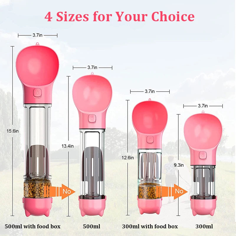 3-in-1 Portable Pet Water Bottle and Food Feeder with Waste Disposal