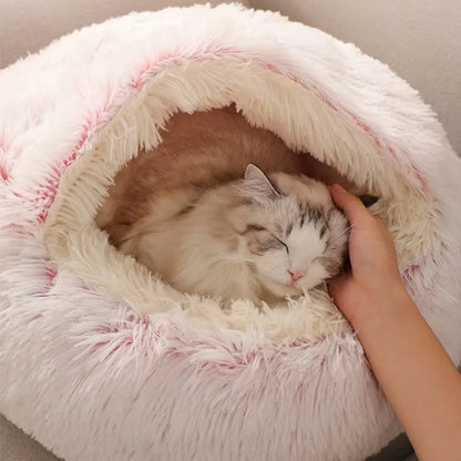 Cozy Plush Pet Bed for Cats and Small Dogs - Perfect for Snuggling and Sleeping
