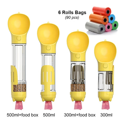 3-in-1 Portable Pet Water Bottle and Food Feeder with Waste Disposal