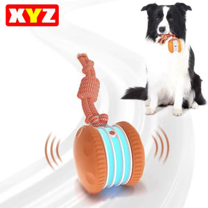 Interactive Dog Toys Smart Rolling Ball with Rope Motion Activated Automatic Moving Squeaky Dog Training Puppy Chew Toy Balls