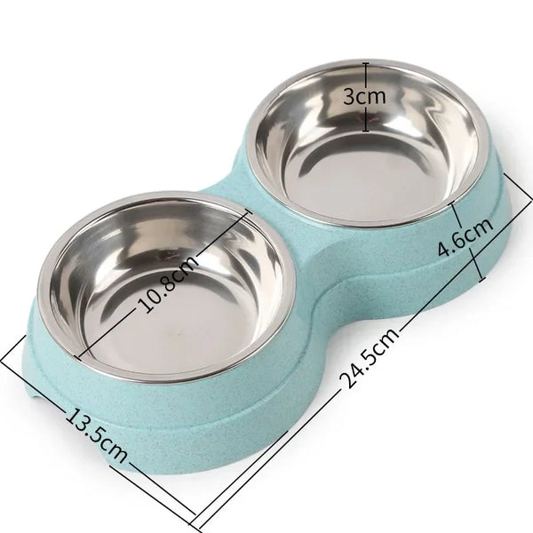 Premium Stainless Steel Double Pet Bowls for Small Dogs - Convenient and Durable Feeding Solution