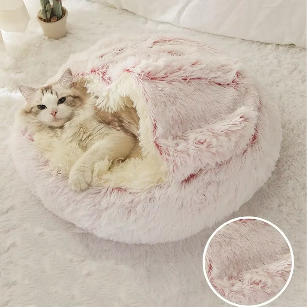 Cozy Plush Pet Bed for Cats and Small Dogs - Perfect for Snuggling and Sleeping