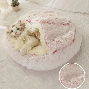 Cozy Plush Pet Bed for Cats and Small Dogs - Perfect for Snuggling and Sleeping